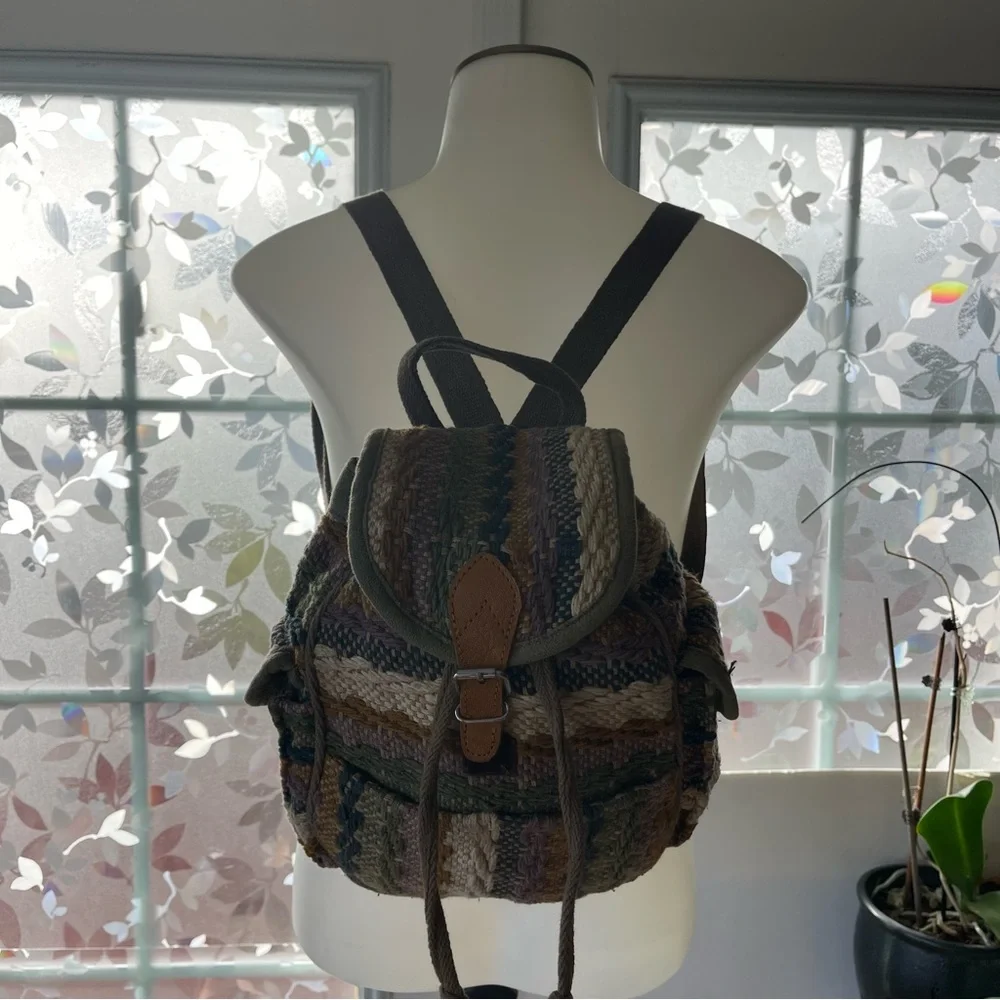 Multicolor Woven  Small Backpack - Picture 11 of 15